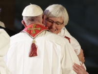 Pope Embraces His &#039;Esteemed Sister,&quot;  &quot;Archbishop&quot; Antje Jackelen, primate of the Lutheran church in Sweden